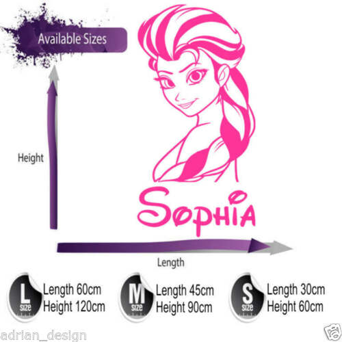 FROZEN Elsa with Personalised Any Name Wall Sticker Decal Transfer Removable
