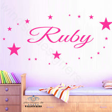 Load image into Gallery viewer, Personalised Wall Sticker with choice od stars, butterflies, flowers vibes