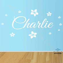 Load image into Gallery viewer, Personalised Wall Sticker with choice od stars, butterflies, flowers vibes