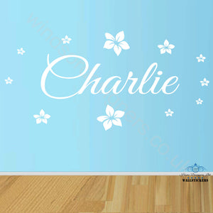 Personalised Wall Sticker with choice od stars, butterflies, flowers vibes