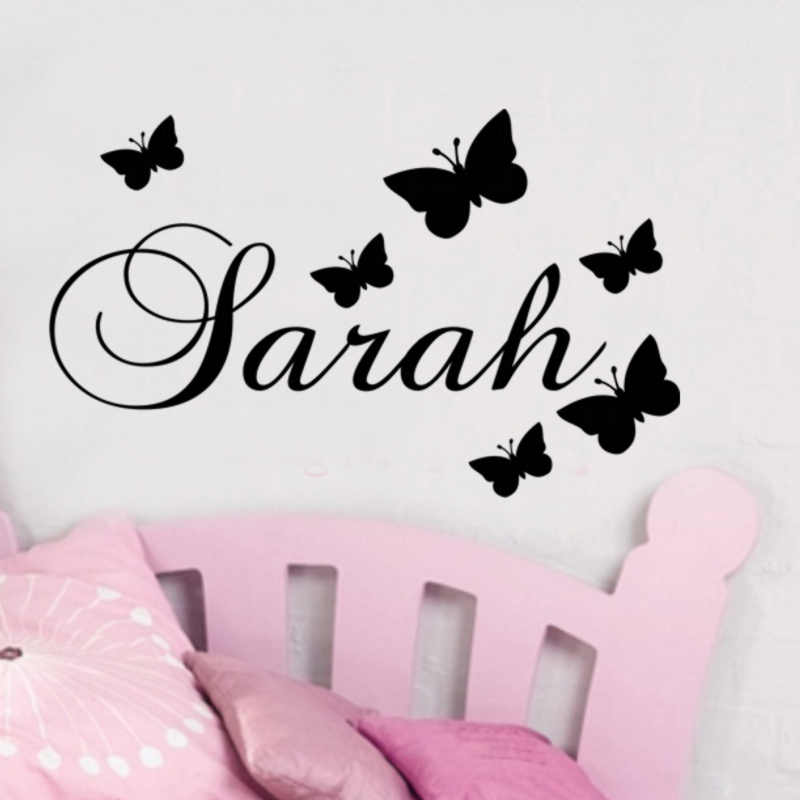 Any NAME WALL  STICKER GIRL BOY Butterfly Design