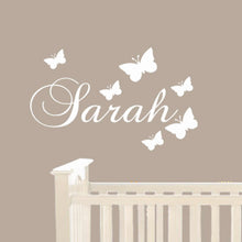 Load image into Gallery viewer, Any NAME WALL  STICKER GIRL BOY Butterfly Design