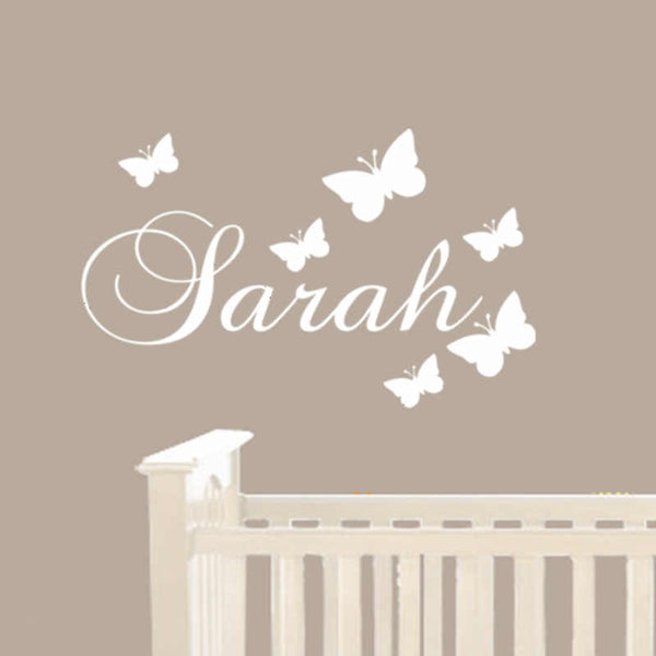 Any NAME WALL  STICKER GIRL BOY Butterfly Design