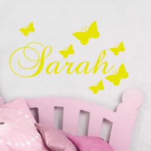 Any NAME WALL  STICKER GIRL BOY Butterfly Design