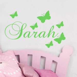 Any NAME WALL  STICKER GIRL BOY Butterfly Design