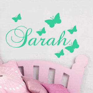 Any NAME WALL  STICKER GIRL BOY Butterfly Design