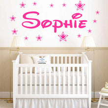 Load image into Gallery viewer, PERSONALISED Disney NAME WALL ART STICKERS GIRL BOY 3 sizes stars zz3 children decal