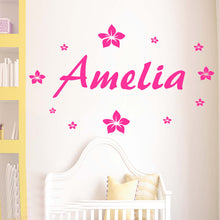 Load image into Gallery viewer, Any Name Personalised Wall Sticker with choice od stars, butterflies, flowers
