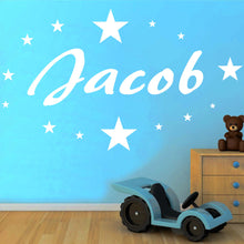 Load image into Gallery viewer, Any Name Personalised Wall Sticker with choice od stars, butterflies, flowers