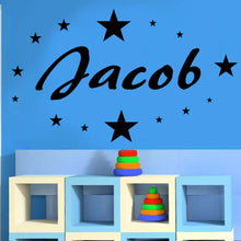 Load image into Gallery viewer, Any Name Personalised Wall Sticker with choice od stars, butterflies, flowers