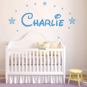 PERSONALISED NAME WALL ART STICKERS GIRL BOY 3 sizes stars zz2 children decal